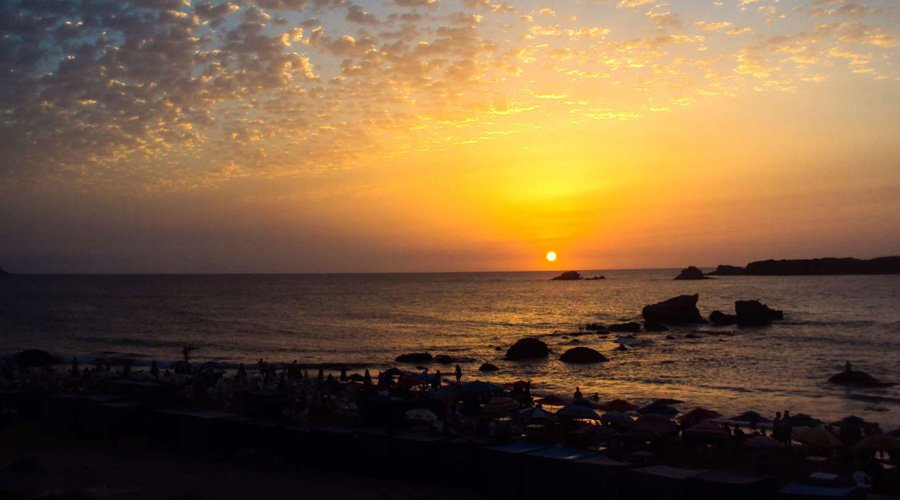 Sun Set at Promenade Beach, Pondicherry, Puducherry, Tamil Nadu, India, Asia